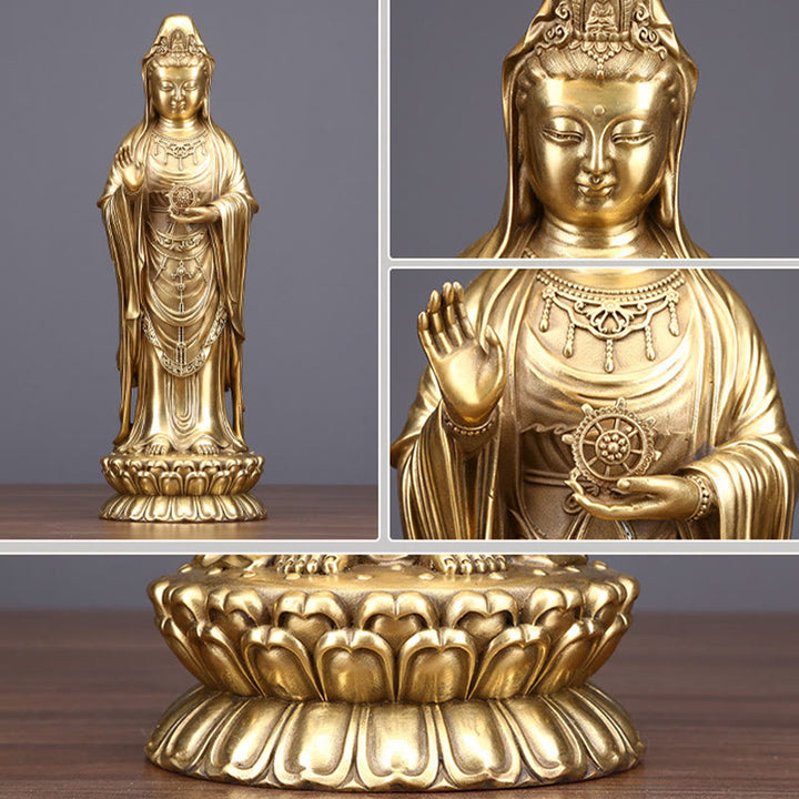 Buddha Stones観音菩薩 法輪宝珠 真鍮銅像 装飾品