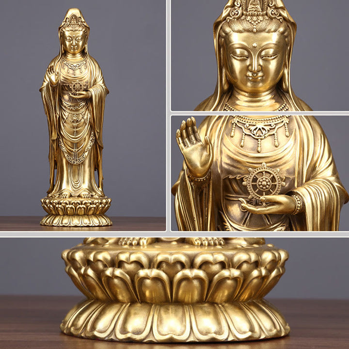 Buddha Stones観音菩薩 法輪宝珠 真鍮銅像 装飾品