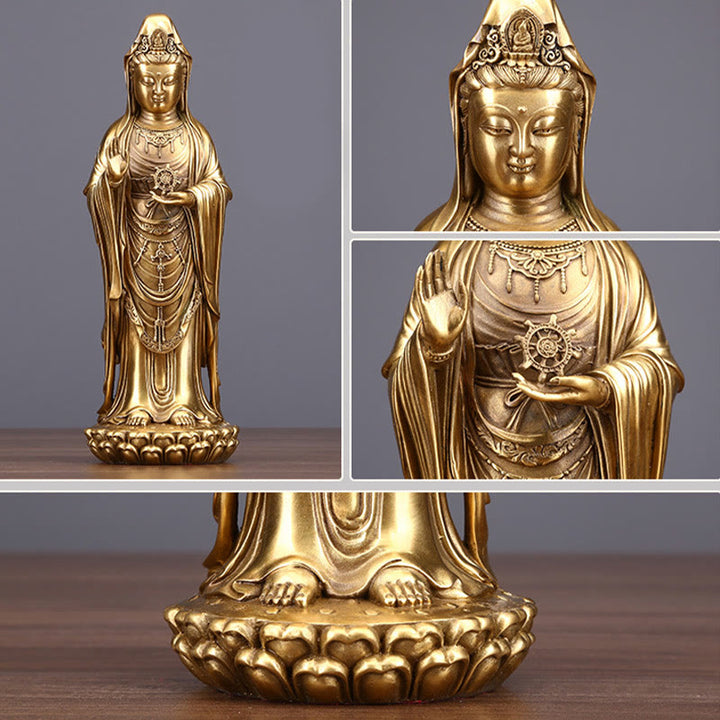 Buddha Stones観音菩薩 法輪宝珠 真鍮銅像 装飾品