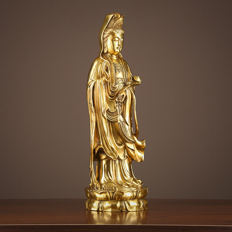Buddha Stones観音菩薩 法輪宝珠 真鍮銅像 装飾品