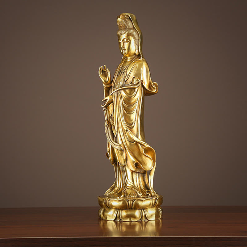 Buddha Stones観音菩薩 法輪宝珠 真鍮銅像 装飾品