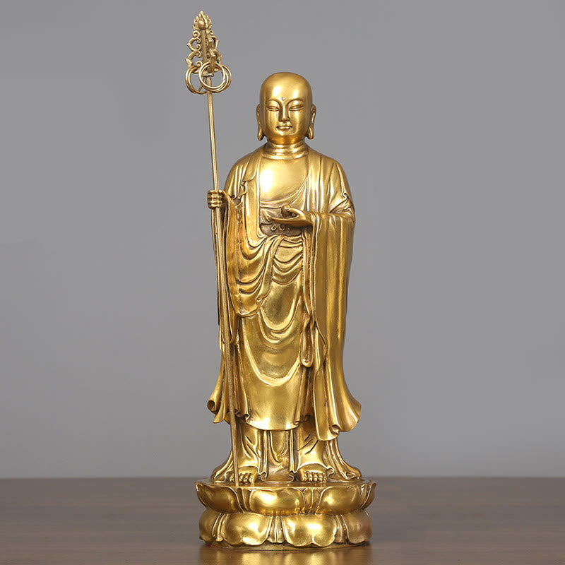 Buddha Stones地蔵菩薩像 慈悲の銅像 家へのお供え装飾 - 地蔵菩薩像 13×31.5cm - image 10
