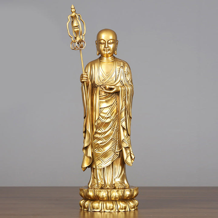 Buddha Stones地蔵菩薩像 慈悲の銅像 家へのお供え装飾 - 地蔵菩薩像 16×46cm - image 11