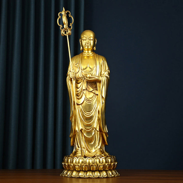 Buddha Stones地蔵菩薩像 慈悲の銅像 家へのお供え装飾