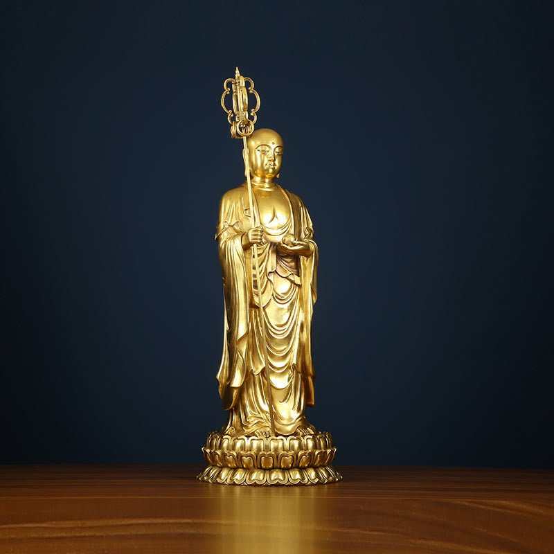 Buddha Stones地蔵菩薩像 慈悲の銅像 家へのお供え装飾 - image 3