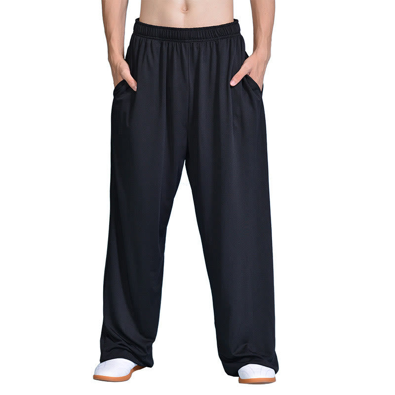 Buddha Stones夏用 ユニセックス 伸縮性ウエスト 太極拳 気功 練習用パンツ ポケット付き - 黒 - 3XL- 米国/UK/AU/ EUに適合 - 2XL - image 1
