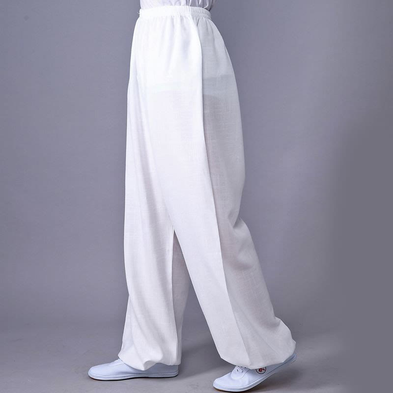 Buddha Stones夏用 伸縮性ウエスト 太極拳 気功練習 コットンリネン ユニセックスパンツ - 白 - 3XL-US/UK/AU/EUサイズ対応- 2XL - image 17