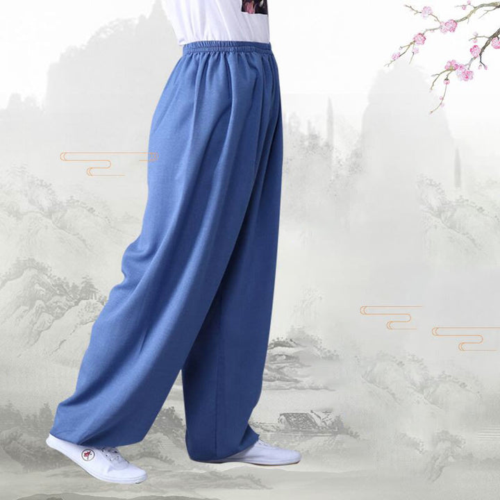 Buddha Stones夏用 伸縮性ウエスト 太極拳 気功練習 コットンリネン ユニセックスパンツ - image 9