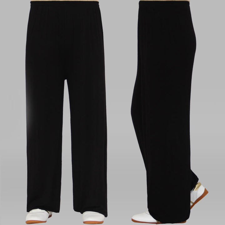 Buddha Stones夏用 伸縮性ウエスト 太極拳 気功練習用 モダール ユニセックスパンツ - 黒 - 3XL- 米国/UK/AU/ EUに適合 - 2XL - image 1