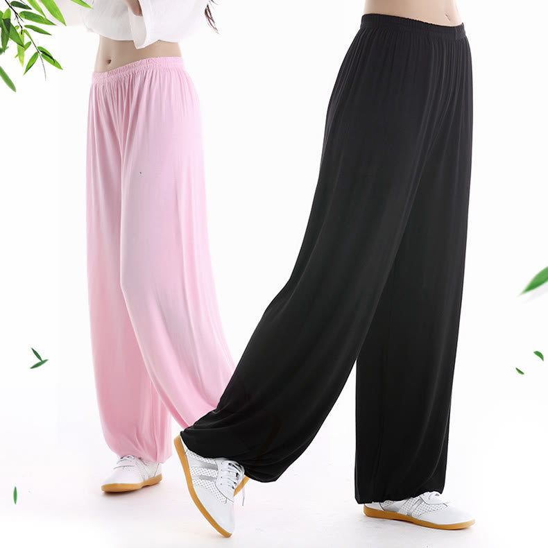 Buddha Stones夏用 伸縮性ウエスト 太極拳 気功練習用 モダール ユニセックスパンツ - image 3