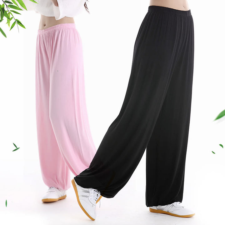 Buddha Stones夏用 伸縮性ウエスト 太極拳 気功練習用 モダール ユニセックスパンツ - image 3