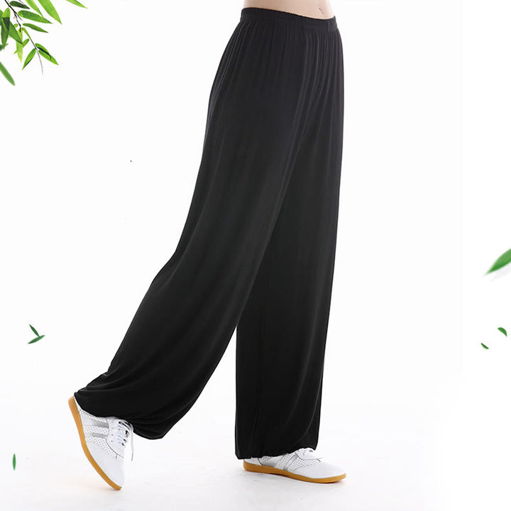Buddha Stones夏用 伸縮性ウエスト 太極拳 気功練習用 モダール ユニセックスパンツ - image 4