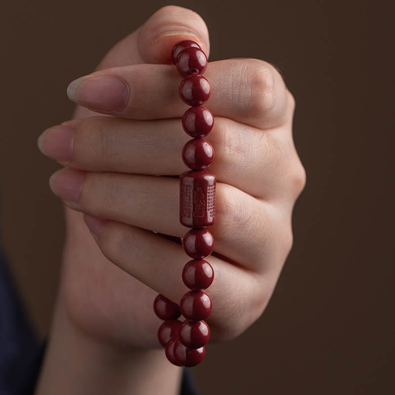 Buddha Stones天然辰砂 般若心経 祝福ブレスレット