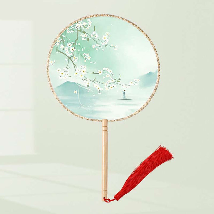 Buddha Stones、銀杏の葉、鯉、桜、春の花、手持ち木製ハンドル扇子