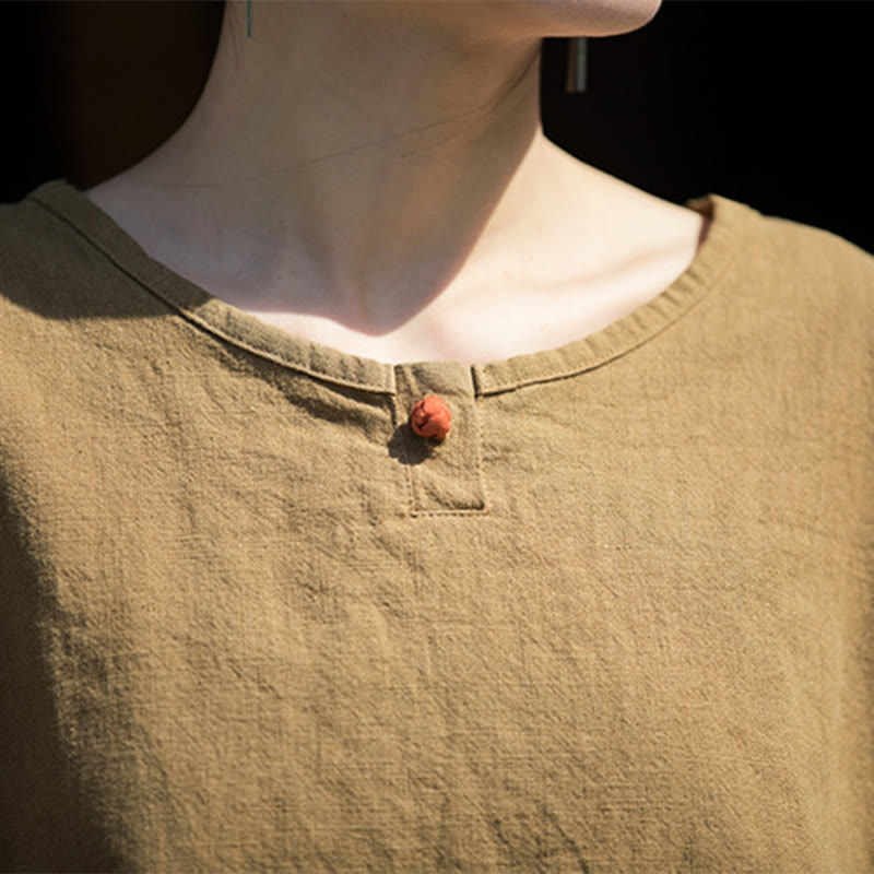 Buddha Stonesカジュアル ハーフスリーブ ラミー リネン コットン Tシャツ - image 7