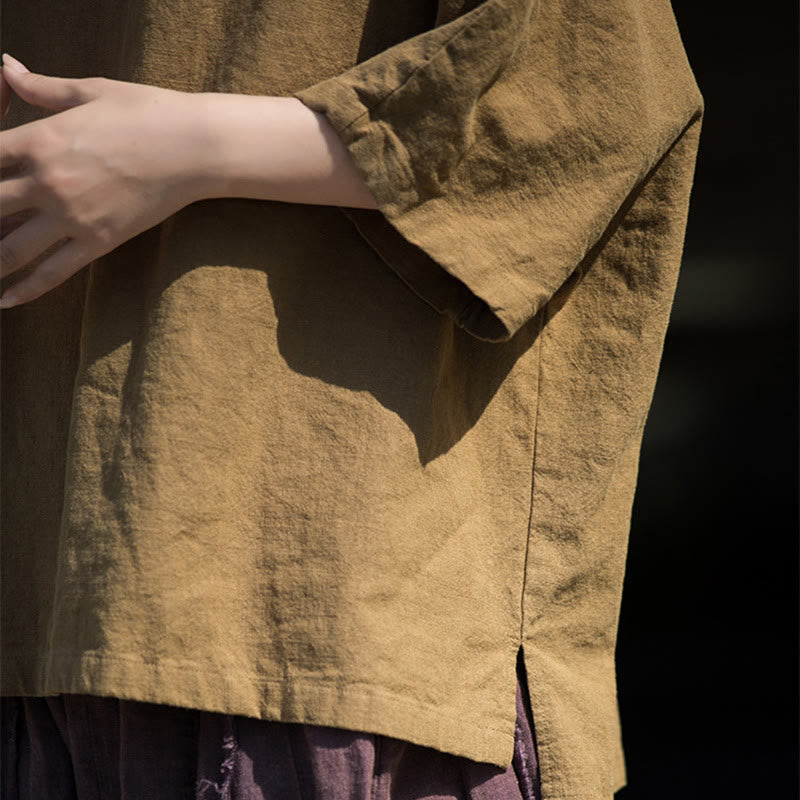 Buddha Stonesカジュアル ハーフスリーブ ラミー リネン コットン Tシャツ - image 5