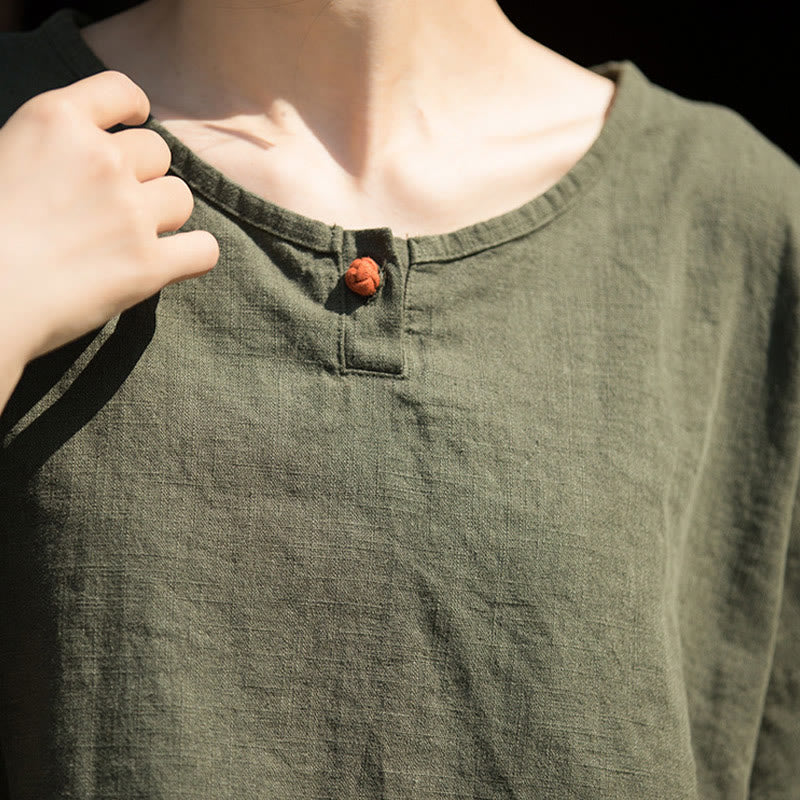 Buddha Stonesカジュアル ハーフスリーブ ラミー リネン コットン Tシャツ - image 15