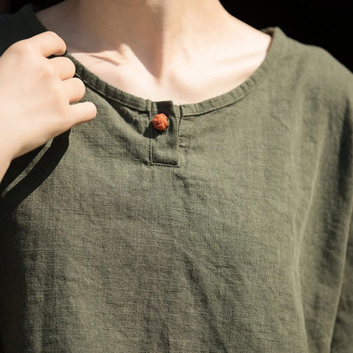 Buddha Stonesカジュアル ハーフスリーブ ラミー リネン コットン Tシャツ - image 15