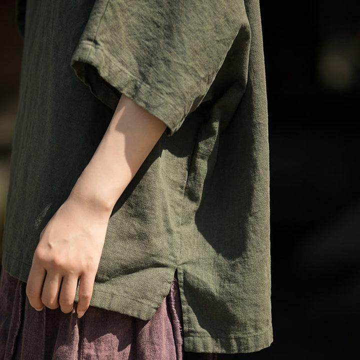 Buddha Stonesカジュアル ハーフスリーブ ラミー リネン コットン Tシャツ - image 16