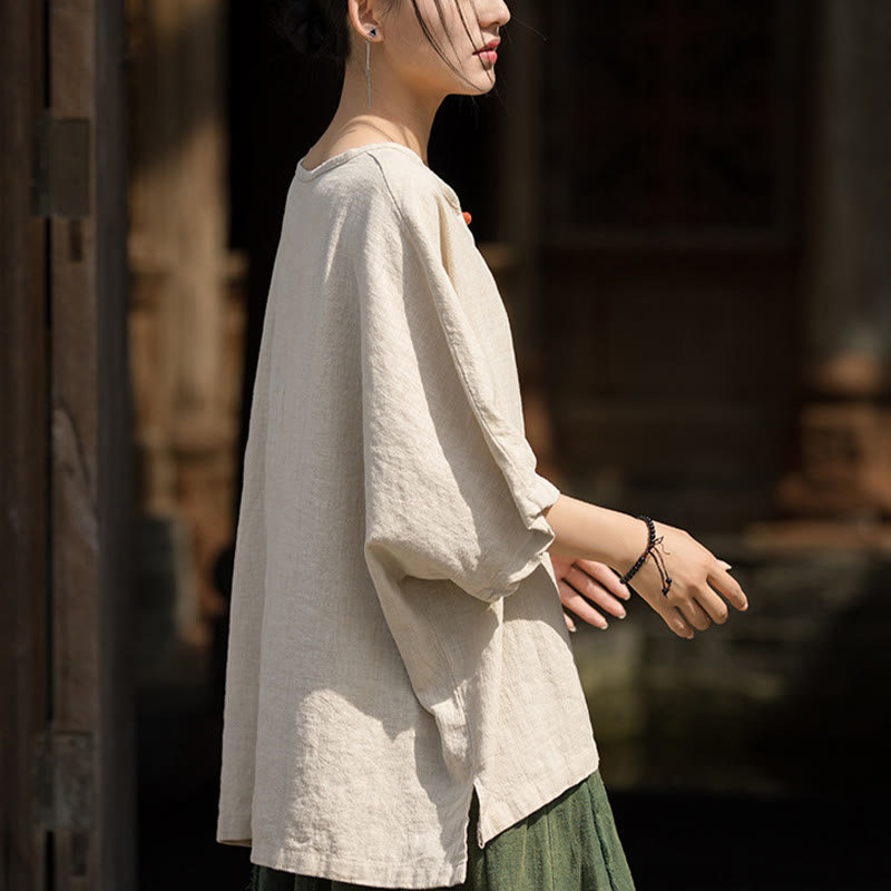 Buddha Stonesカジュアル ハーフスリーブ ラミー リネン コットン Tシャツ - image 25