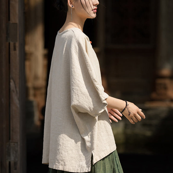 Buddha Stonesカジュアル ハーフスリーブ ラミー リネン コットン Tシャツ - image 25