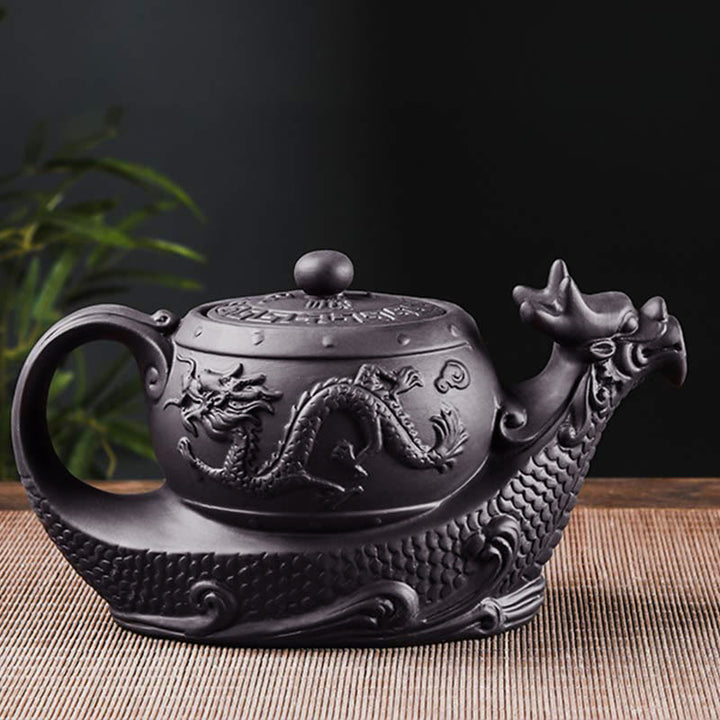 Buddha Stonesヴィンテージ 龍 縁起の良い雲 紫粘土 陶器 ティーポット