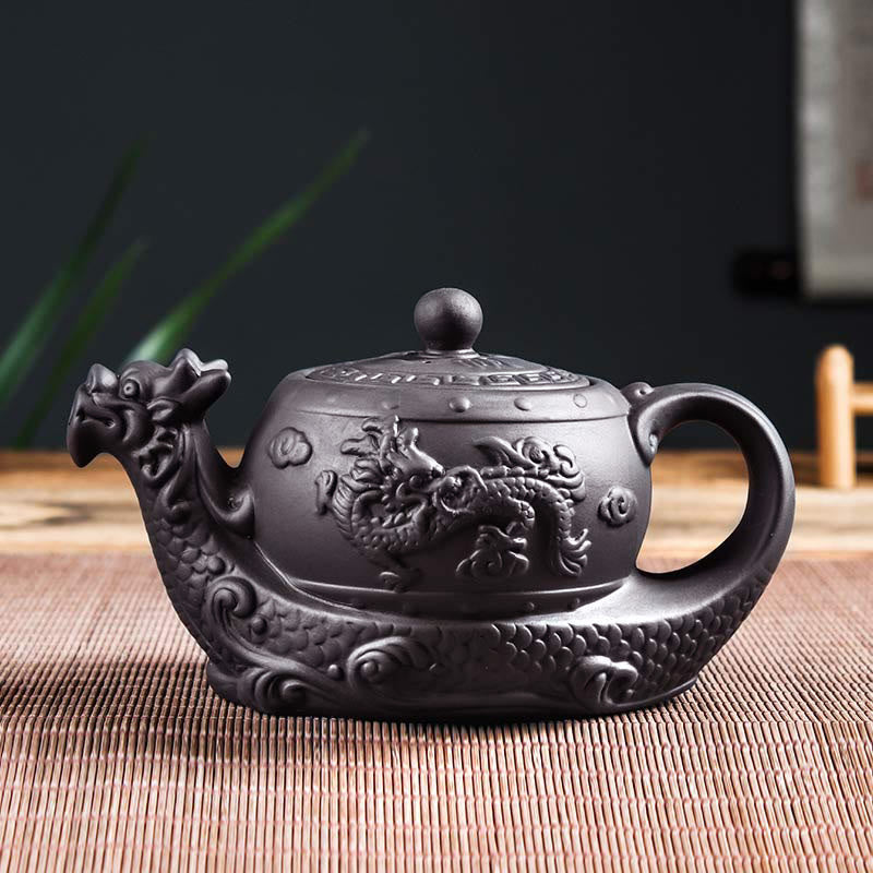 Buddha Stonesヴィンテージ 龍 縁起の良い雲 紫粘土 陶器 ティーポット