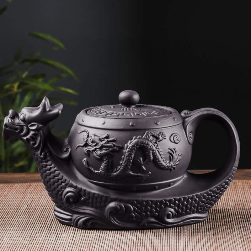 Buddha Stonesヴィンテージ 龍 縁起の良い雲 紫粘土 陶器 ティーポット
