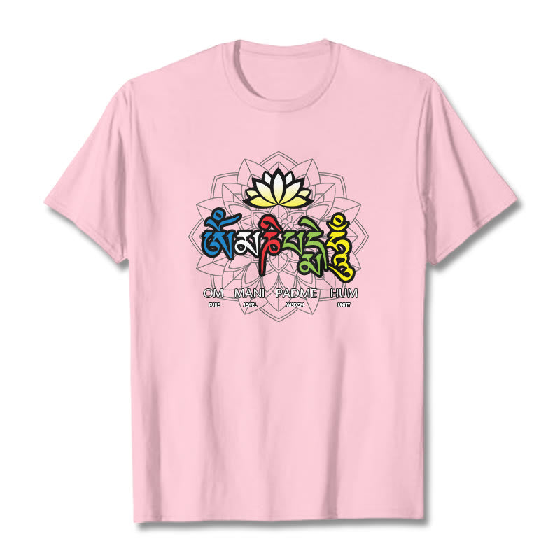 Buddha Stonesオーム・マニ・パドメ・フムロータス ティー T シャツ - ライトピンク - 2XL - image 13