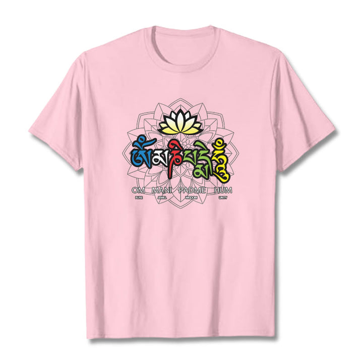 Buddha Stonesオーム・マニ・パドメ・フムロータス ティー T シャツ - ライトピンク - 2XL - image 13