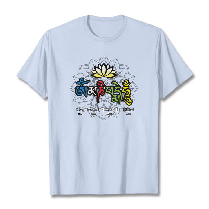 Buddha Stonesオーム・マニ・パドメ・フムロータス ティー T シャツ - ライトシアン - 2XL - image 10
