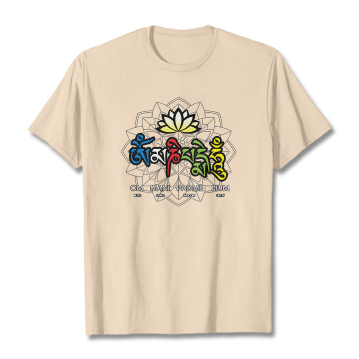 Buddha Stonesオーム・マニ・パドメ・フムロータス ティー T シャツ - ビスク - 2XL - image 17