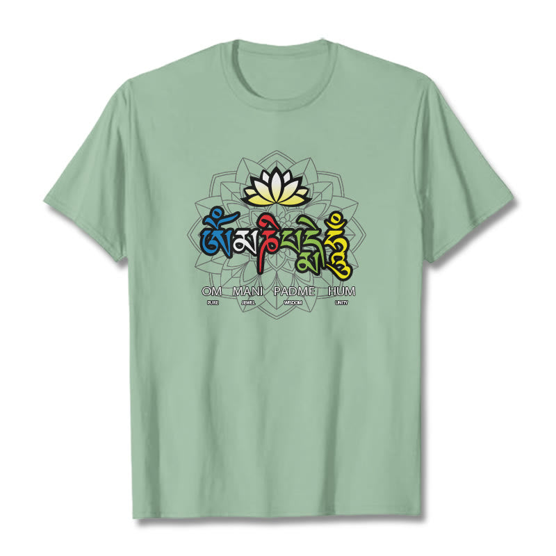Buddha Stonesオーム・マニ・パドメ・フムロータス ティー T シャツ - 淡い緑色 - 2XL - image 11