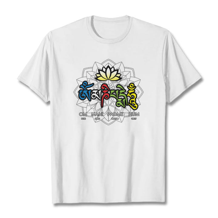 Buddha Stonesオーム・マニ・パドメ・フムロータス ティー T シャツ - 白 - 2XL - image 7