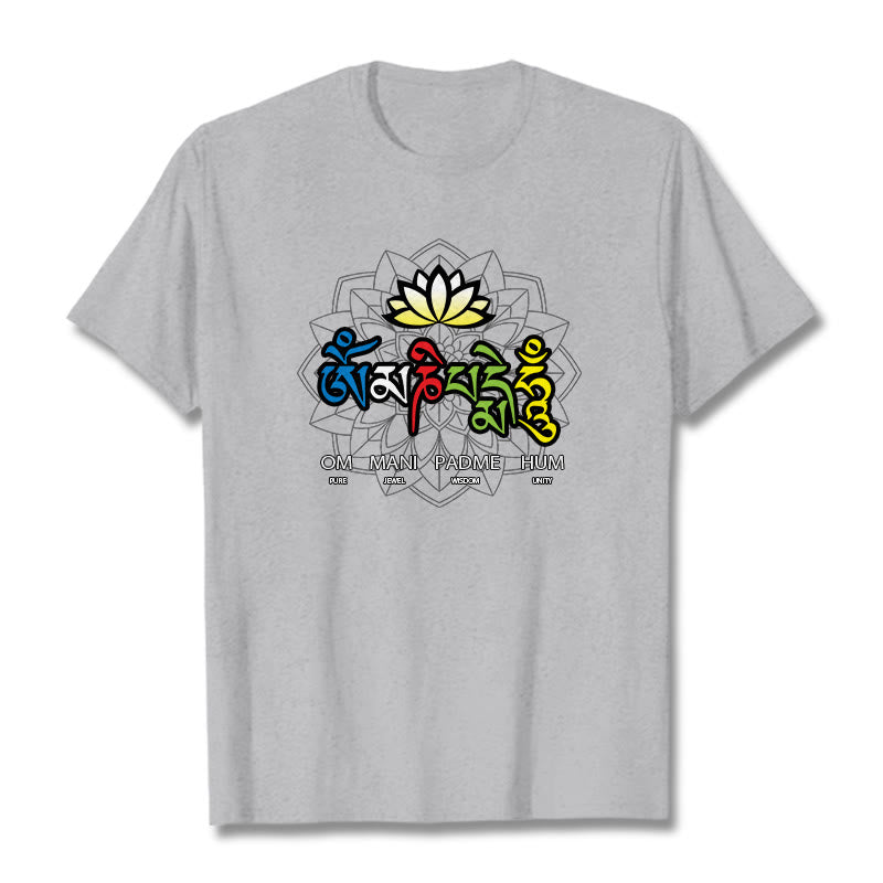 Buddha Stonesオーム・マニ・パドメ・フムロータス ティー T シャツ - ライトグレー - 2XL - image 20