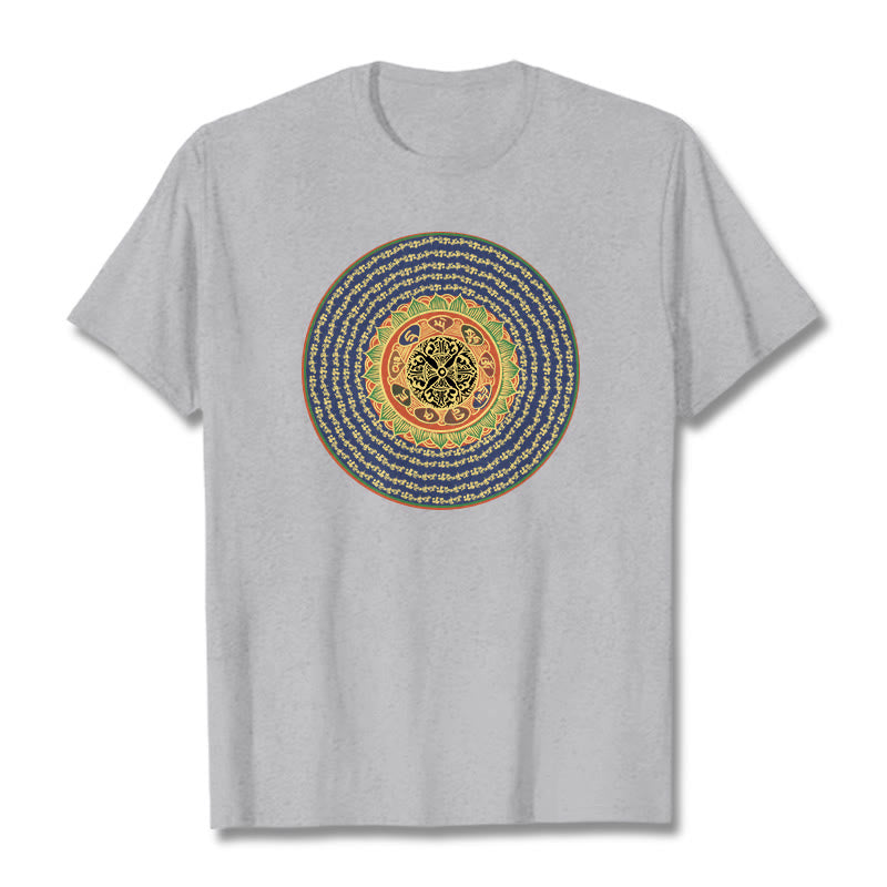 Buddha Stones 108オーム・マニ・パドメ・フムマントラ サンスクリット T シャツ - ライトグレー - 2XL - image 0