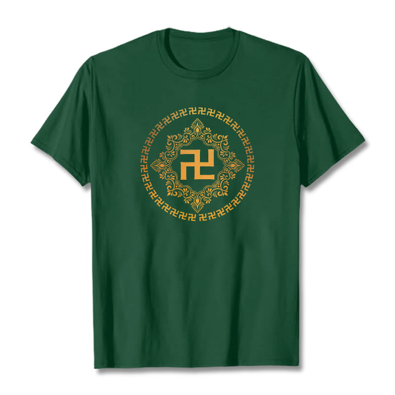 Buddha StonesスワスティカTシャツ - フォレストグリーン - 2XL - image 4