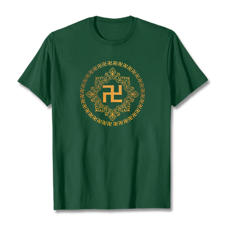 Buddha StonesスワスティカTシャツ - フォレストグリーン - 2XL - image 4