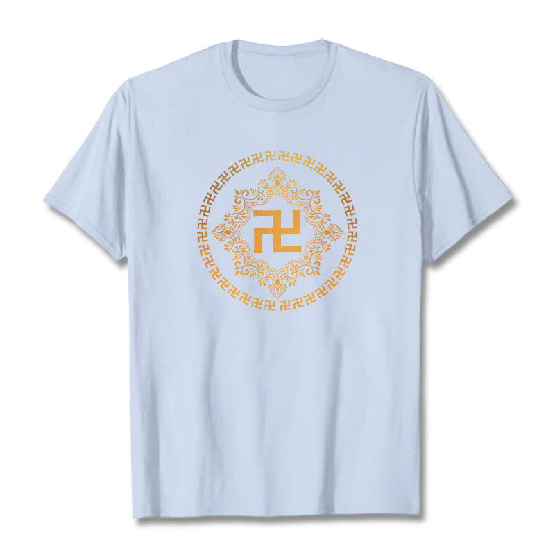 Buddha StonesスワスティカTシャツ - ライトシアン - 2XL - image 11