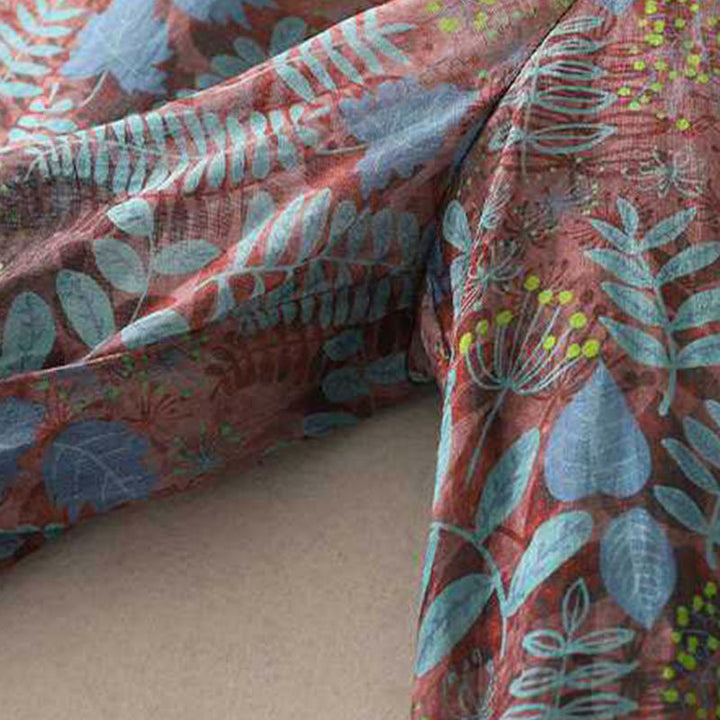 Buddha Stones夏 レディース ブルー リーフ 植物 ポケット付きパンツ - image 5