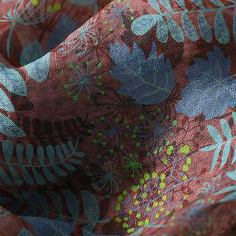 Buddha Stones夏 レディース ブルー リーフ 植物 ポケット付きパンツ - image 7