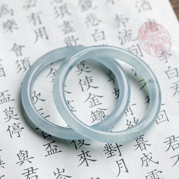 Buddha Stonesナチュラルアクアマリン セレニティ バングルブレスレット