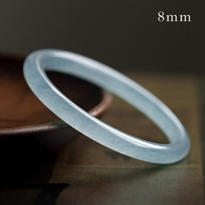 Buddha Stonesナチュラルアクアマリン セレニティ バングルブレスレット - 8mm - 64-65mm - image 9