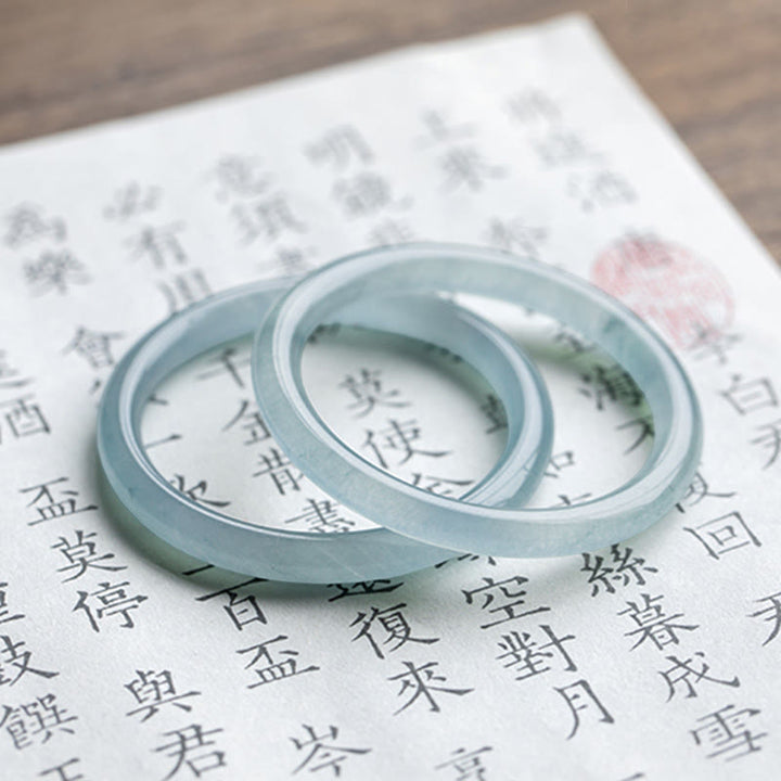 Buddha Stonesナチュラルアクアマリン セレニティ バングルブレスレット