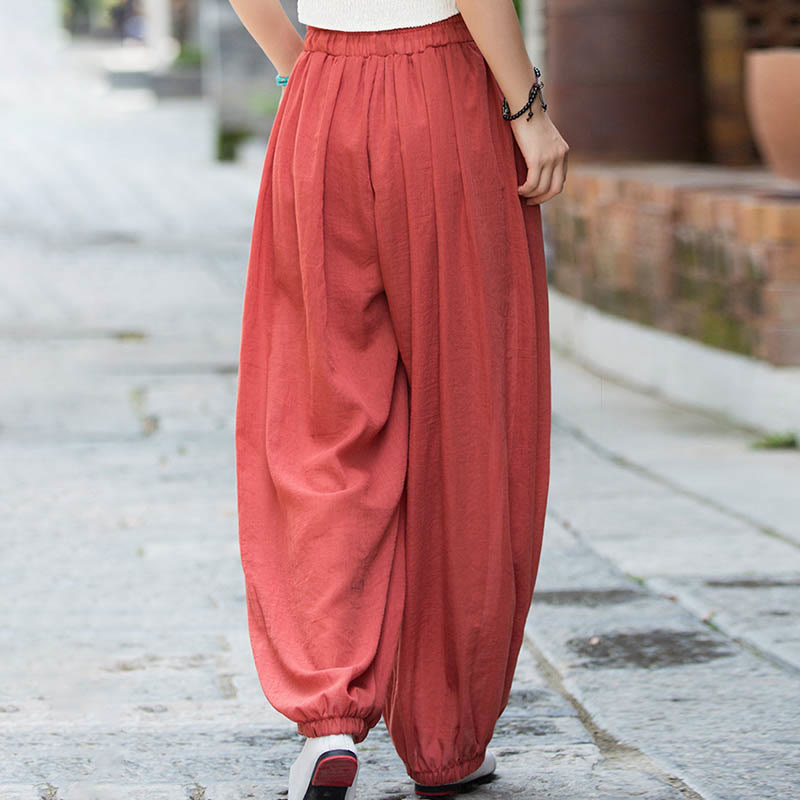 Buddha Stonesサマー 無地 リネン ドローストリング パンツ ポケット付き - image 29