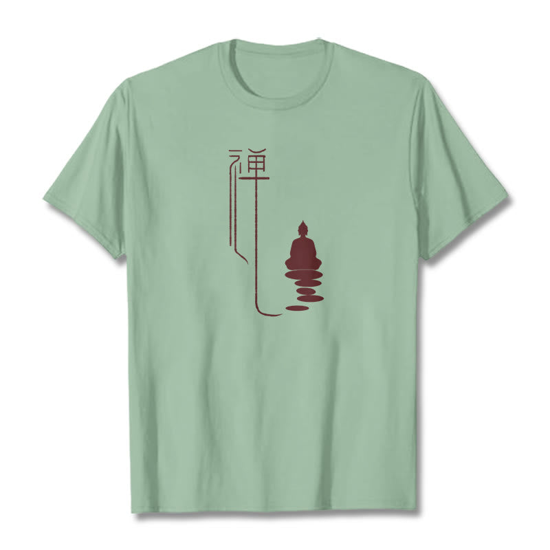 Buddha Stones禅仏Tシャツ - 淡い緑色 - 2XL - image 16