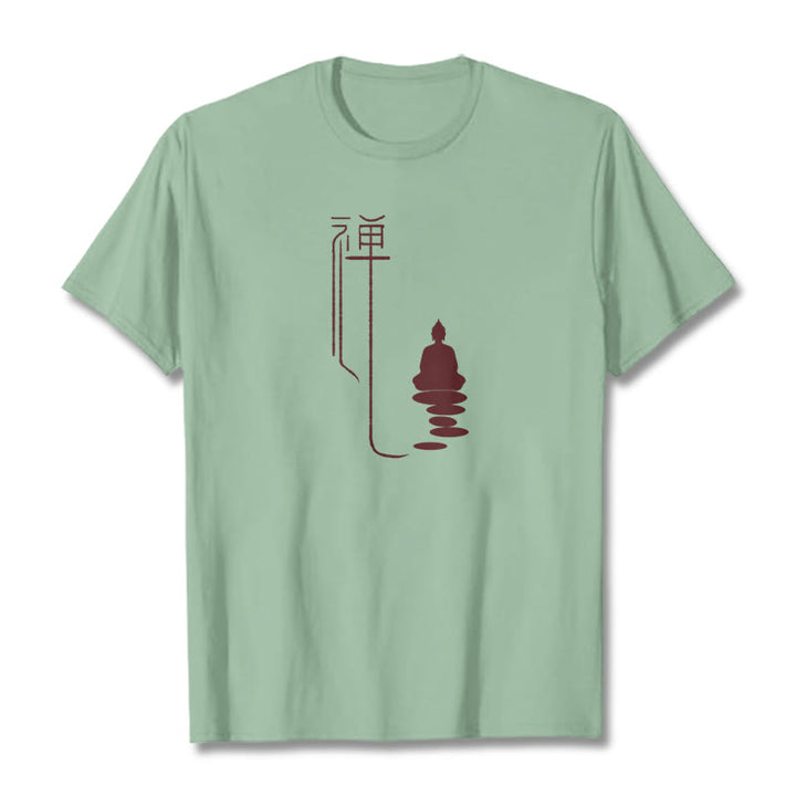 Buddha Stones禅仏Tシャツ - 淡い緑 - 2XL - image 17