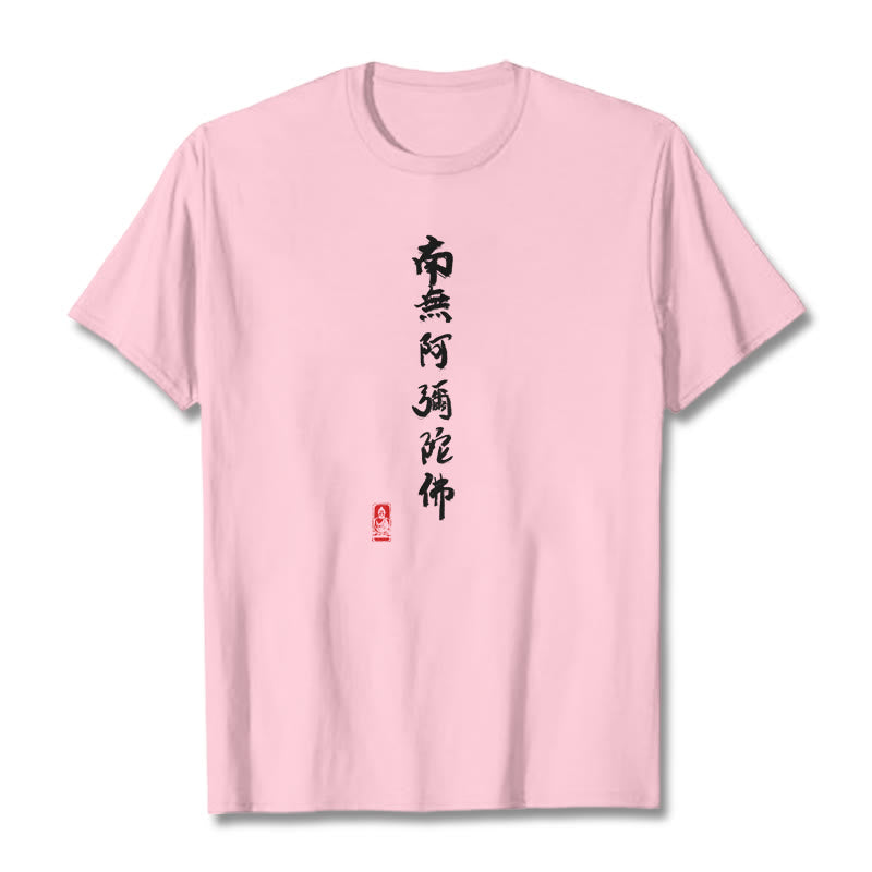 Buddha Stones Nan Wu E Mi Tuo Fo Tee Tシャツ - ライトピンク - 2XL - image 11