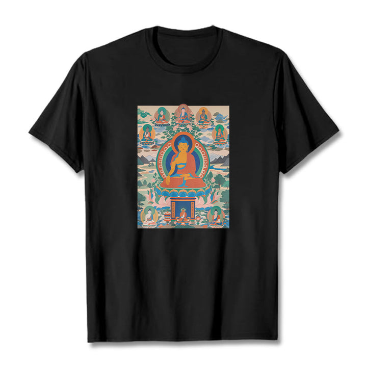 Buddha Stones薬師如来経典をアートに昇華させたTシャツ - 黒 - 2XL - image 5