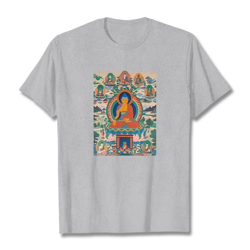 Buddha Stones薬師如来経典をアートに昇華させたTシャツ - ライトグレー - 2XL - image 18